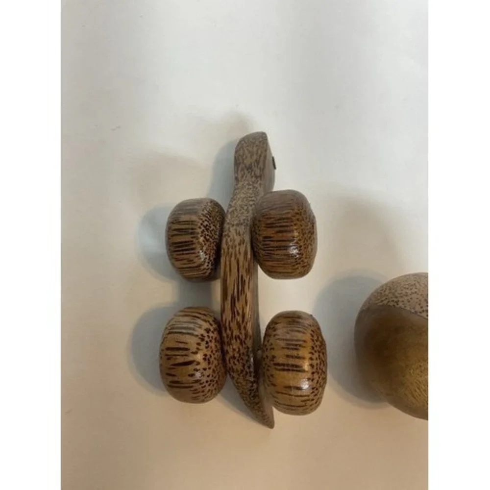 NWOB Turtle Push Toy Educational Wooden Toyon‎ Wheels With Rolling Ball On Top